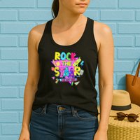 Rock The Staar Test Testing Day Retro Groovy Teacher Stars Womens Tank Top