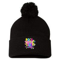 Rock The Staar Test Testing Day Retro Groovy Teacher Stars Pom Pom 12in Knit Beanie