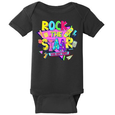 Rock The Staar Test Testing Day Retro Groovy Teacher Stars Baby Bodysuit