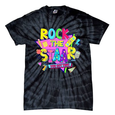 Rock The Staar Test Testing Day Retro Groovy Teacher Stars Tie-Dye T-Shirt