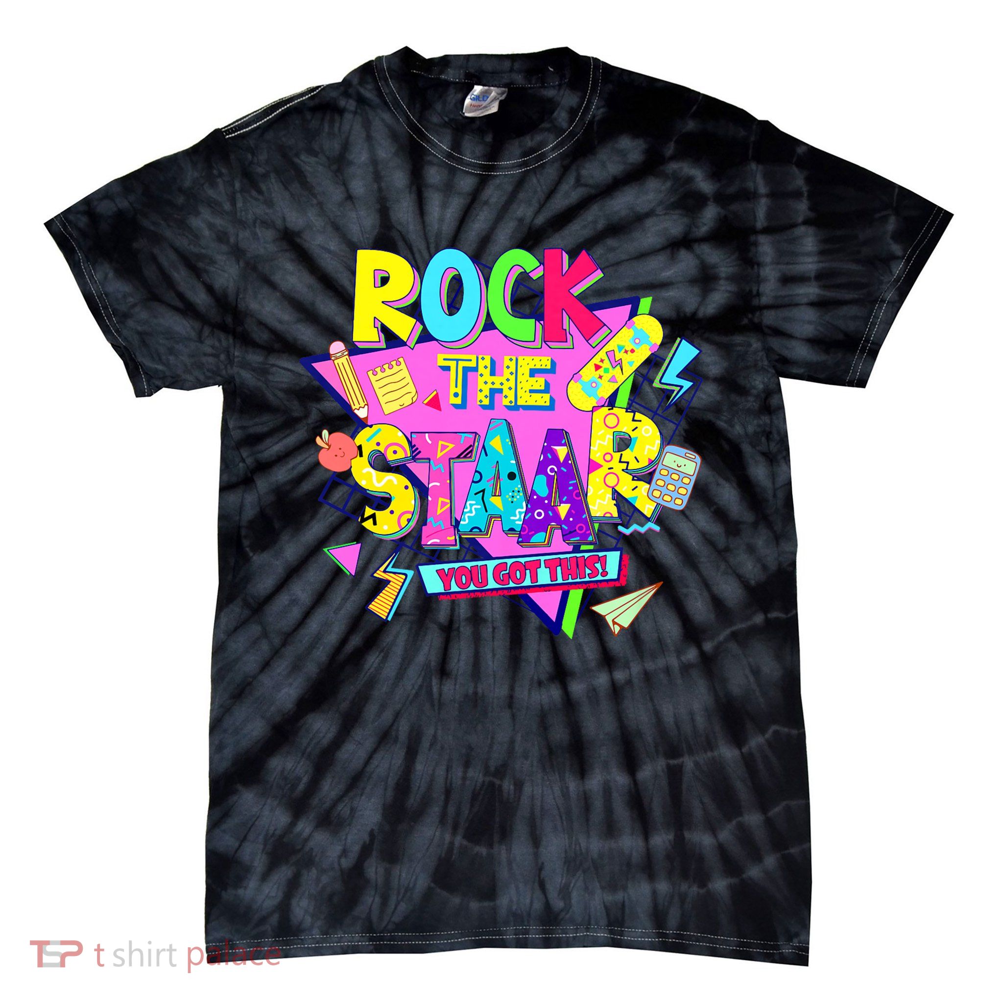 Rock The Staar Test Testing Day Retro Groovy Teacher Stars Tie-Dye T-Shirt
