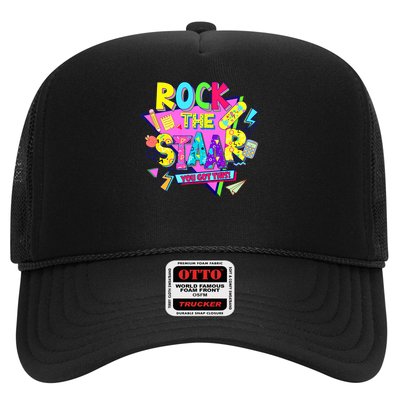 Rock The Staar Test Testing Day Retro Groovy Teacher Stars Trucker Hat