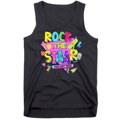 Rock The Staar Test Testing Day Retro Groovy Teacher Stars Tank Top
