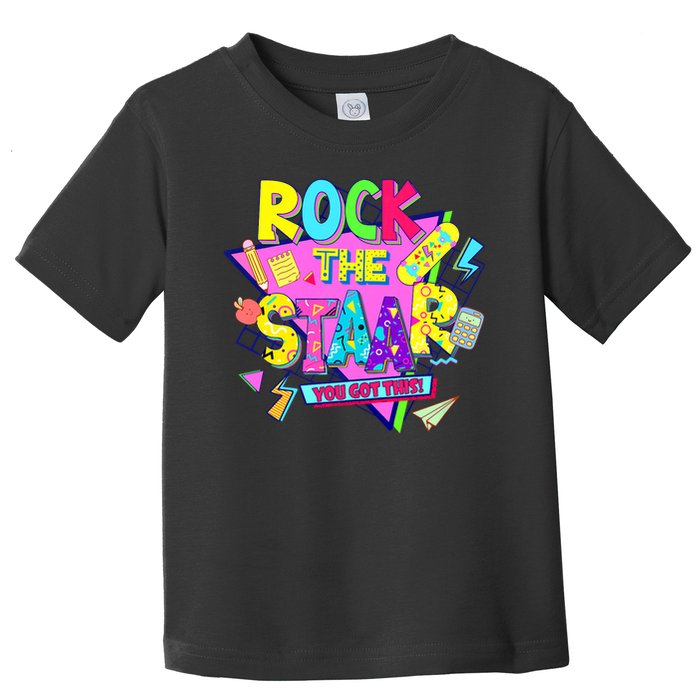 Rock The Staar Test Testing Day Retro Groovy Teacher Stars Toddler T-Shirt