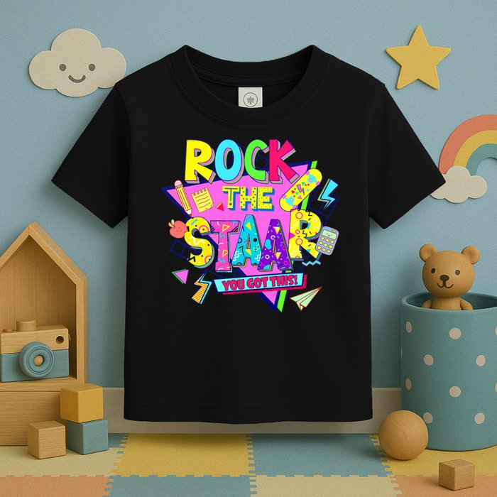 Rock The Staar Test Testing Day Retro Groovy Teacher Stars Toddler T-Shirt