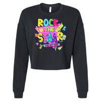 Rock The Staar Test Testing Day Retro Groovy Teacher Stars Cropped Pullover Crew