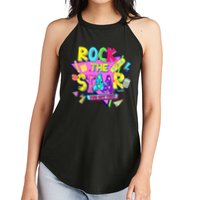 Rock The Staar Test Testing Day Retro Groovy Teacher Stars Women's Perfect Tri Rocker Tank