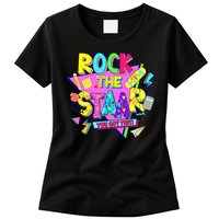 Rock The Staar Test Testing Day Retro Groovy Teacher Stars Womens T-Shirt