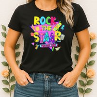Rock The Staar Test Testing Day Retro Groovy Teacher Stars Womens T-Shirt