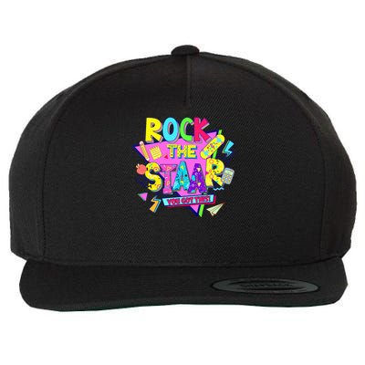 Rock The Staar Test Testing Day Retro Groovy Teacher Stars Wool Snapback Cap