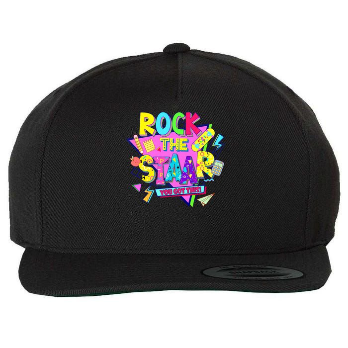 Rock The Staar Test Testing Day Retro Groovy Teacher Stars Wool Snapback Cap