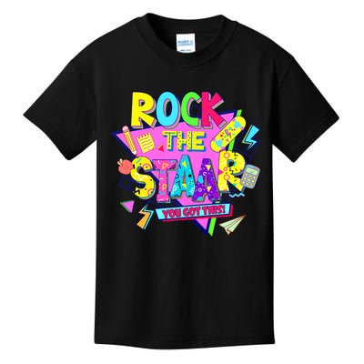 Rock The Staar Test Testing Day Retro Groovy Teacher Stars Kids T-Shirt