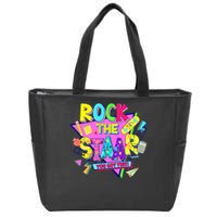Rock The Staar Test Testing Day Retro Groovy Teacher Stars Zip Tote Bag