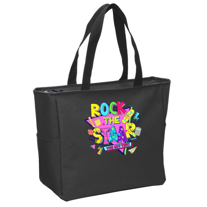 Rock The Staar Test Testing Day Retro Groovy Teacher Stars Zip Tote Bag