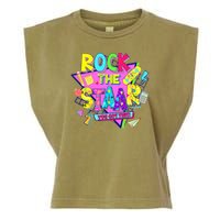 Rock The Staar Test Testing Day Retro Groovy Teacher Stars Garment-Dyed Women's Muscle Tee