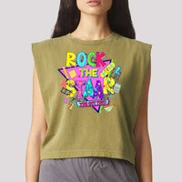 Rock The Staar Test Testing Day Retro Groovy Teacher Stars Garment-Dyed Women's Muscle Tee