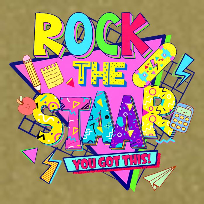 Rock The Staar Test Testing Day Retro Groovy Teacher Stars Garment-Dyed Women's Muscle Tee