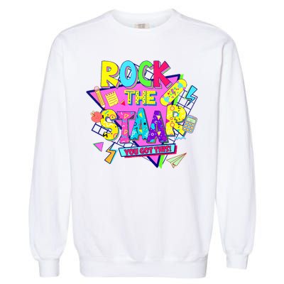 Rock The Staar Test Testing Day Retro Groovy Teacher Stars Garment-Dyed Sweatshirt
