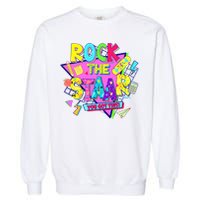 Rock The Staar Test Testing Day Retro Groovy Teacher Stars Garment-Dyed Sweatshirt