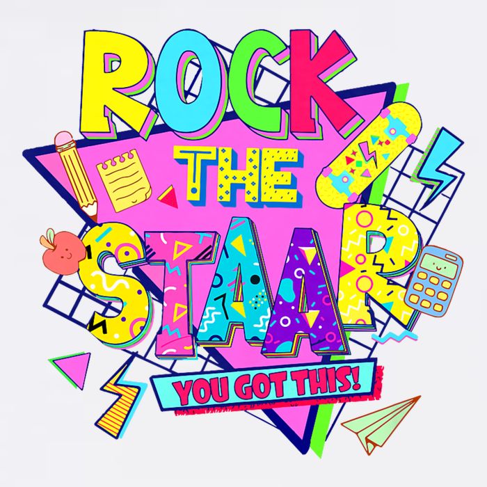 Rock The Staar Test Testing Day Retro Groovy Teacher Stars Garment-Dyed Sweatshirt