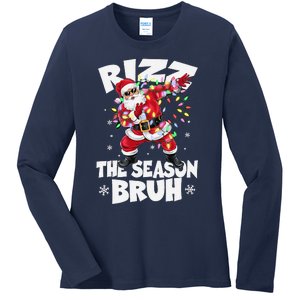 Rizz The Season Bruh Christmas Rizzmas Santa Claus Rizzler Ladies Long Sleeve Shirt