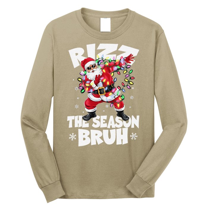 Rizz The Season Bruh Christmas Rizzmas Santa Claus Rizzler Long Sleeve Shirt