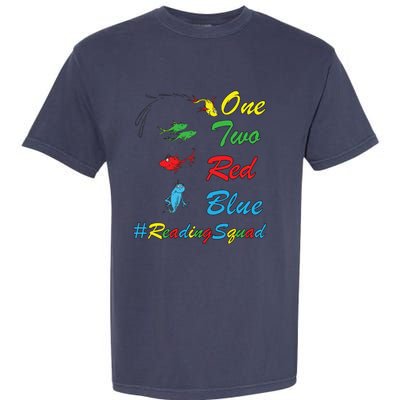 Reading Teacher Squad Oh The Places One Two Red Blue Fish Garment-Dyed Heavyweight T-Shirt