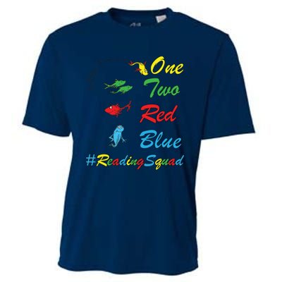 Reading Teacher Squad Oh The Places One Two Red Blue Fish Cooling Performance Crew T-Shirt