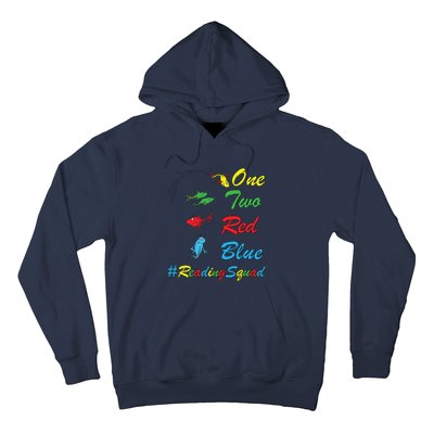 Reading Teacher Squad Oh The Places One Two Red Blue Fish Hoodie