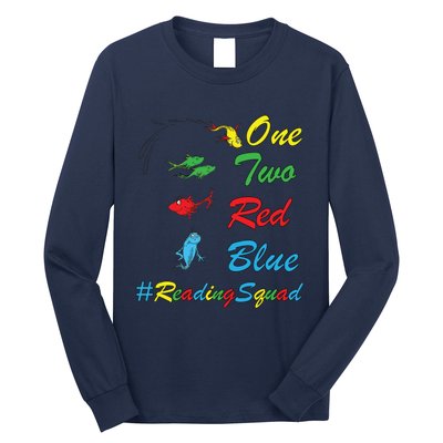 Reading Teacher Squad Oh The Places One Two Red Blue Fish Long Sleeve Shirt