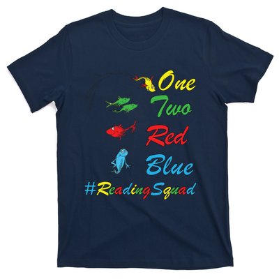 Reading Teacher Squad Oh The Places One Two Red Blue Fish T-Shirt