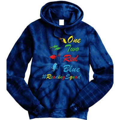 Reading Teacher Squad Oh The Places One Two Red Blue Fish Tie Dye Hoodie