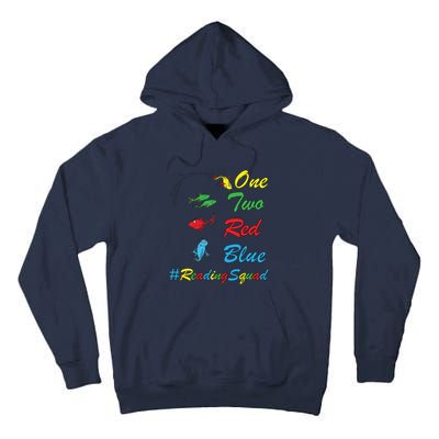 Reading Teacher Squad Oh The Places One Two Red Blue Fish Tall Hoodie