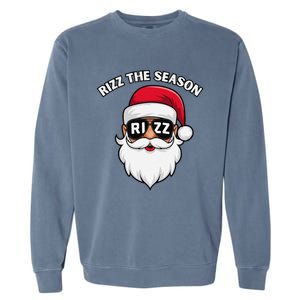 Rizz The Season Santa Claus Rizzmas Riz Funny Christmas Garment-Dyed Sweatshirt