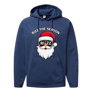 Rizz The Season Santa Claus Rizzmas Riz Funny Christmas Performance Fleece Hoodie