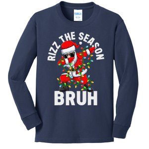 Rizz The Season Bruh Christmas Rizzmas Santa Claus Rizzler Kids Long Sleeve Shirt