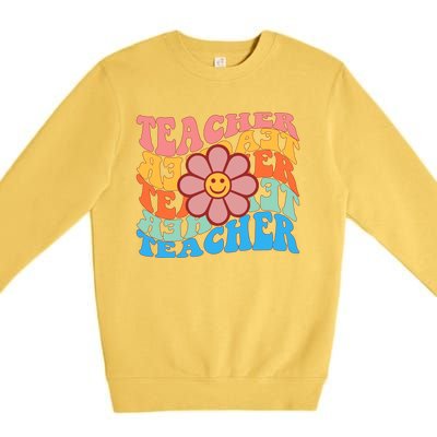 Retro Teacher Sunflower Premium Crewneck Sweatshirt