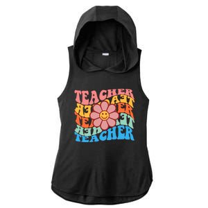 Retro Teacher Sunflower Ladies PosiCharge Tri-Blend Wicking Draft Hoodie Tank