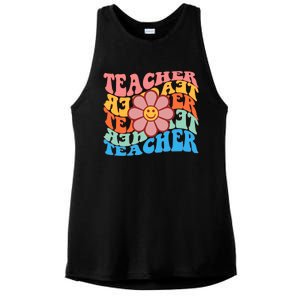 Retro Teacher Sunflower Ladies PosiCharge Tri-Blend Wicking Tank