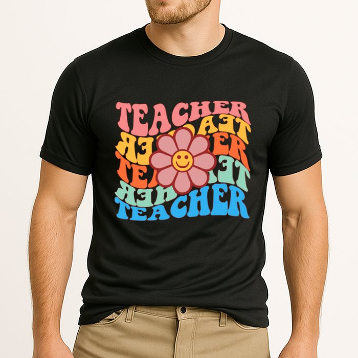 Retro Teacher Sunflower Cooling Performance Crew T-Shirt