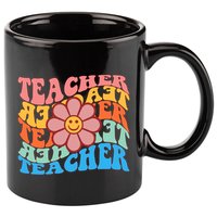 Retro Teacher Sunflower 11oz C Handle Ceramic Mug