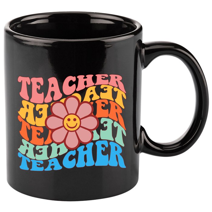 Retro Teacher Sunflower 11oz C Handle Ceramic Mug