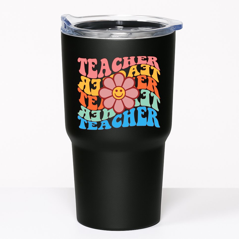 Retro Teacher Sunflower Tumbler