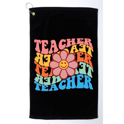 Retro Teacher Sunflower Golf Towel