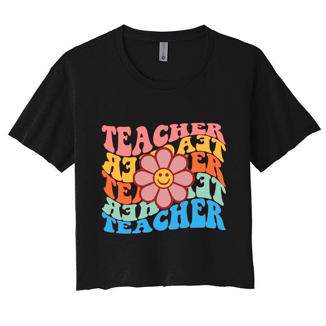 Retro Teacher Sunflower Crop Top
