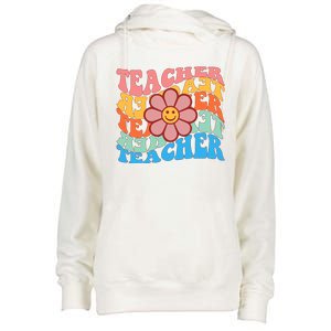 Retro Teacher Sunflower Womens Funnel Neck Pullover Hood