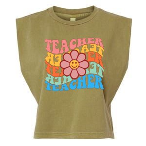 Retro Teacher Sunflower Garment-Dyed Women's Muscle Tee