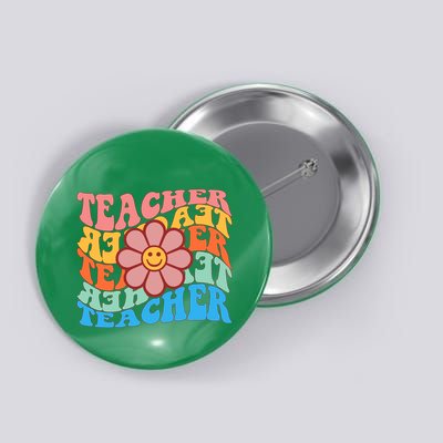Retro Teacher Sunflower Button