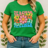 Retro Teacher Sunflower Womens T-Shirt