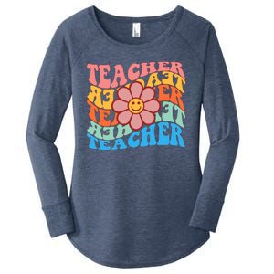 Retro Teacher Sunflower Women's Perfect Tri Tunic Long Sleeve Shirt